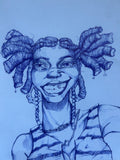 Blue Girl Print