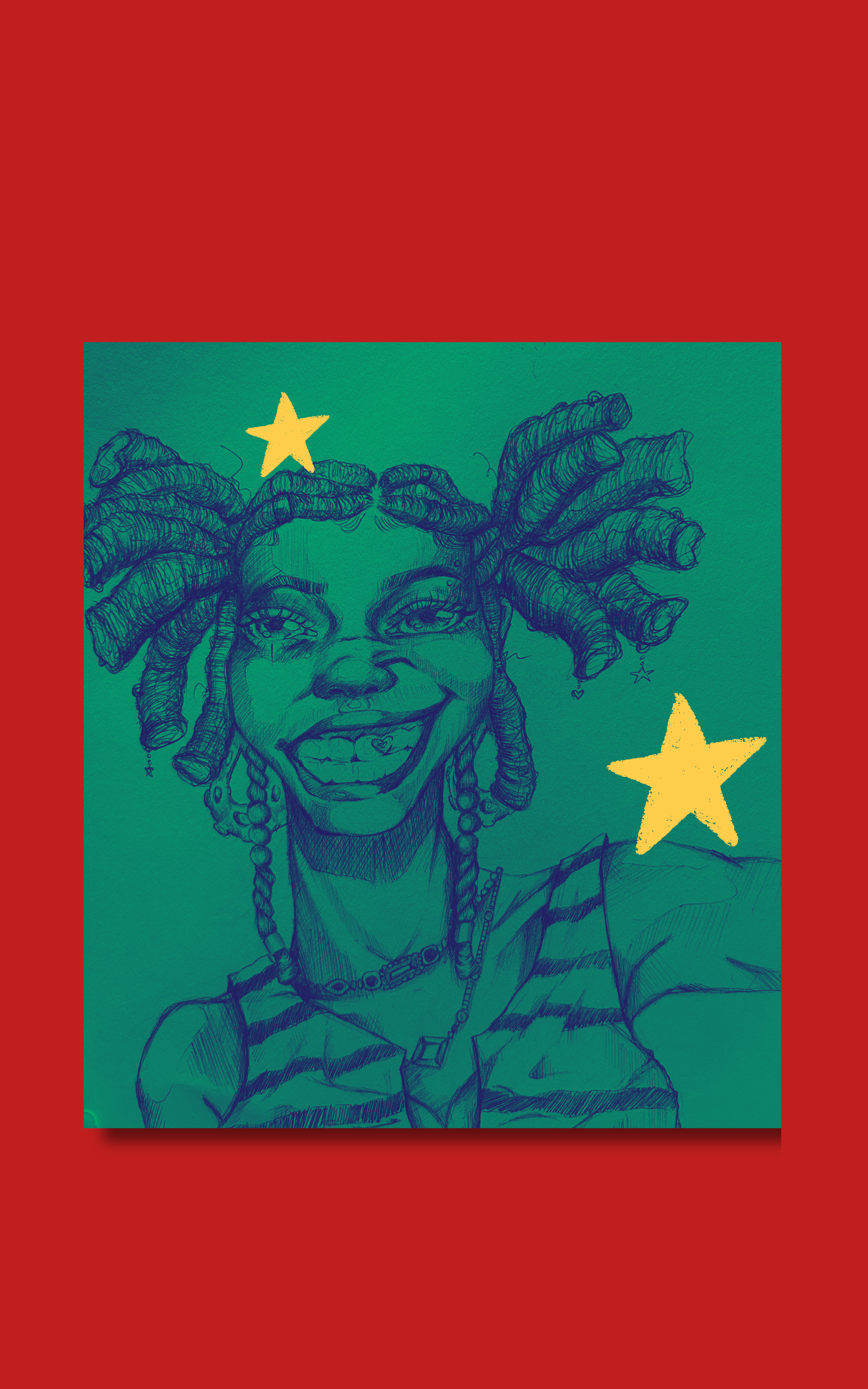 Blue Girl Star Sticker — Colorful Kiss-Cut Art Decal