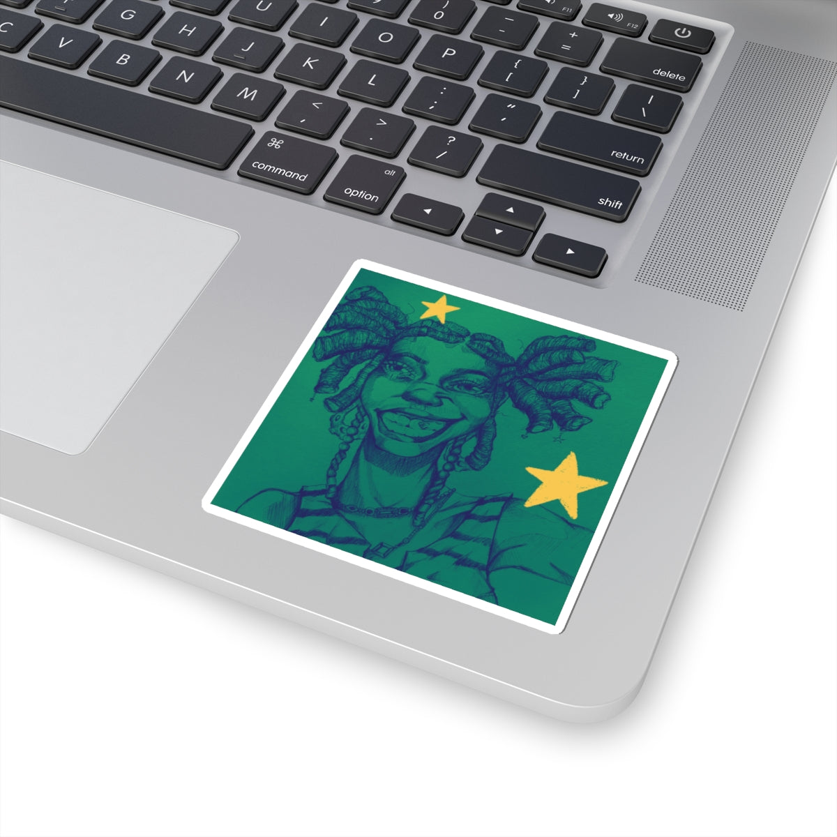 Blue Girl Star Sticker — Colorful Kiss-Cut Art Decal