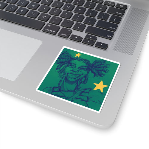 Blue Girl Star Sticker — Colorful Kiss-Cut Art Decal